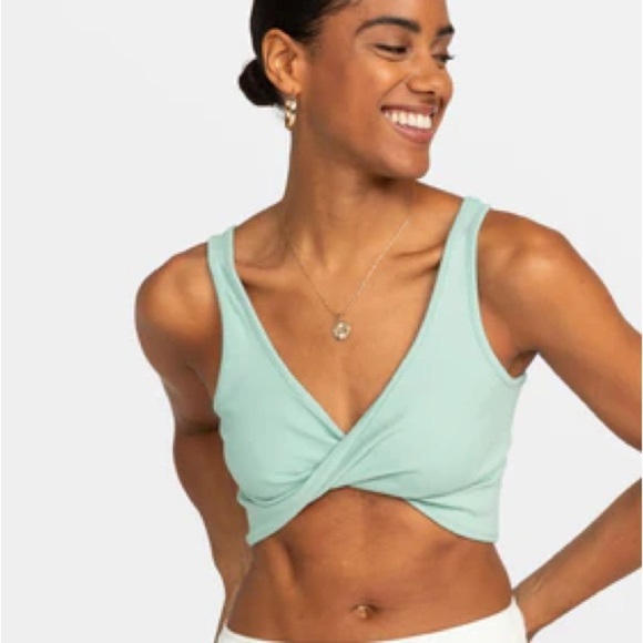 Roxy Riviera Cropped Twisted Tank, Size M, Blue Surf - Picture 1 of 6